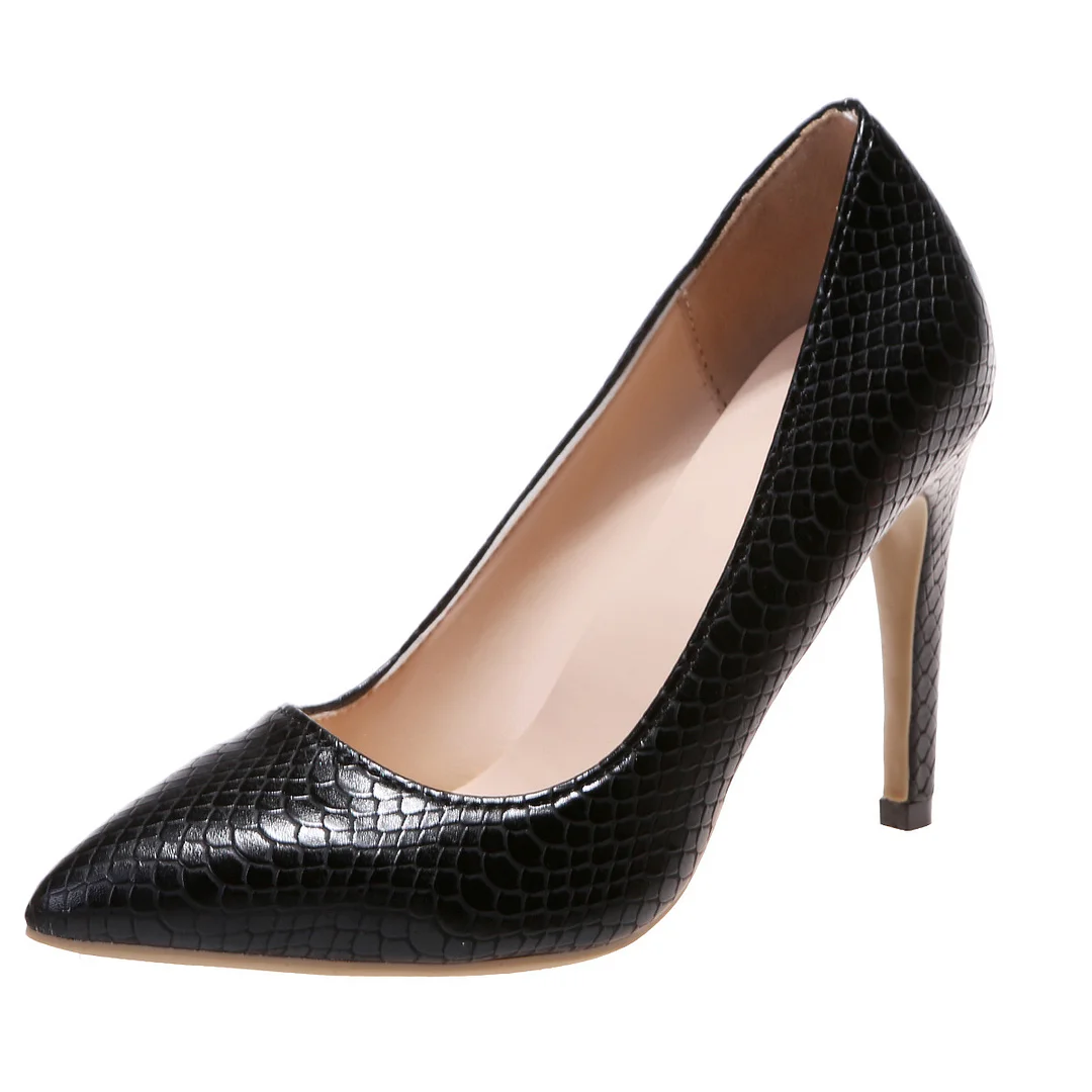 snake pattern high heel simple slim women's shoes