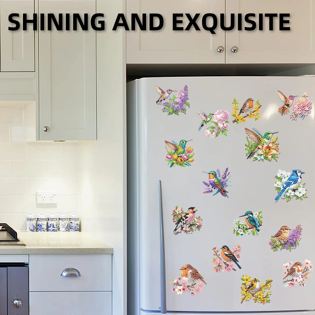 20Pcs Birds And Flowers DIY Diamond Painting Magnets Kits for Beginners Adults