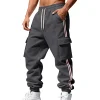 Men's Cargo Jogger Pants With Side Stripes by Inlyline