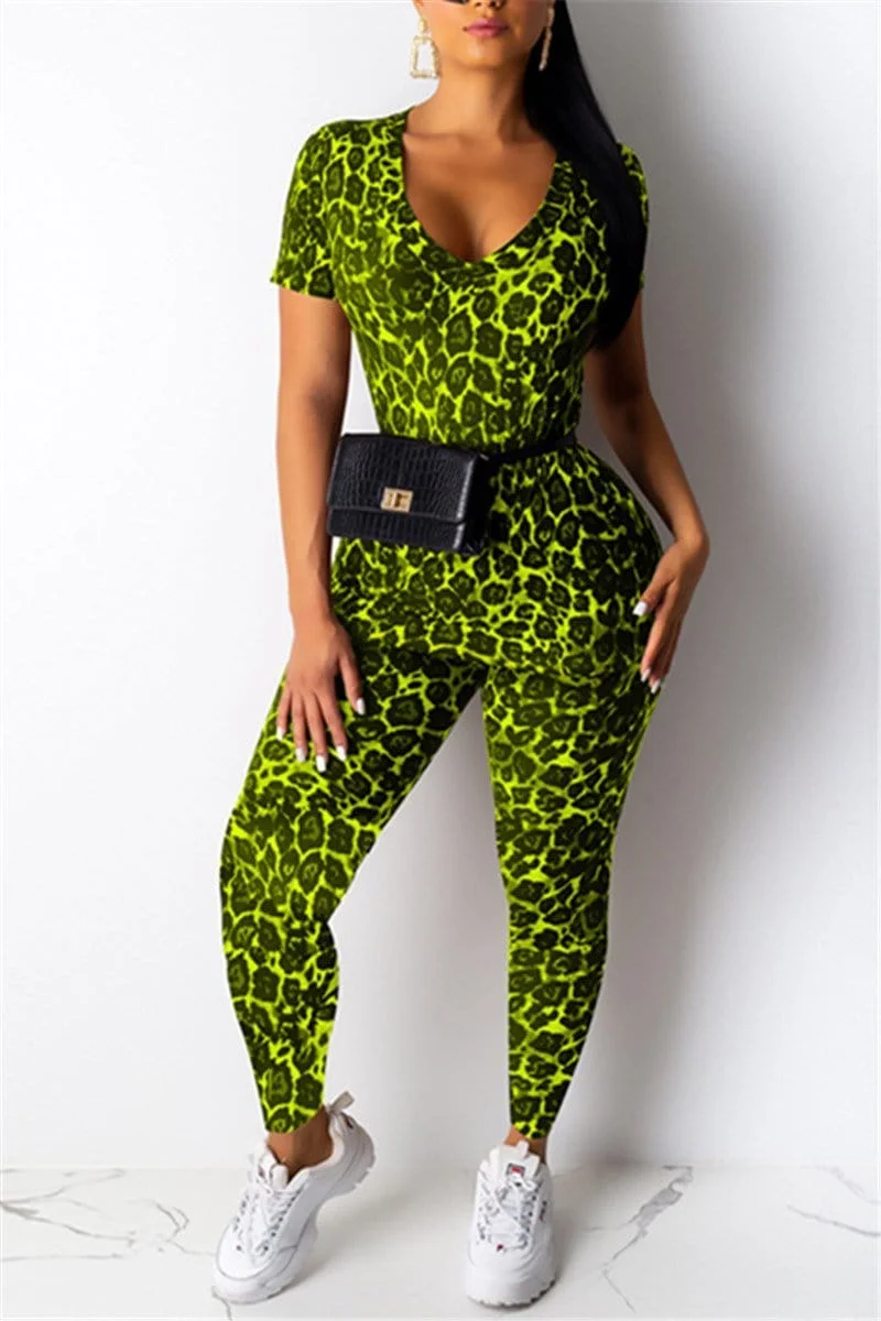 Fashion Sexy Casual Leopard Printed Two-Pieces