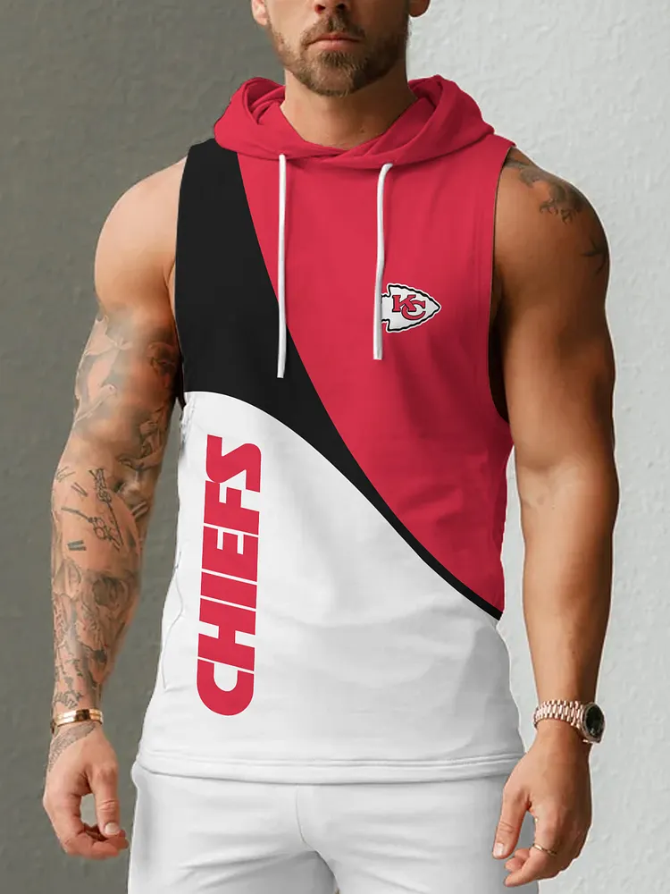 Kansas City Chiefs Men's  Casual Comfy Sleeveless Hooded Tank Top