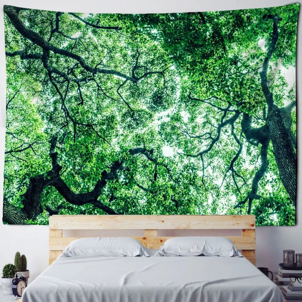 Beautiful Natural Forest Large Tapestry Wall Hanging Scenery Bohemian Mandala Art Living Room Background Home Decor