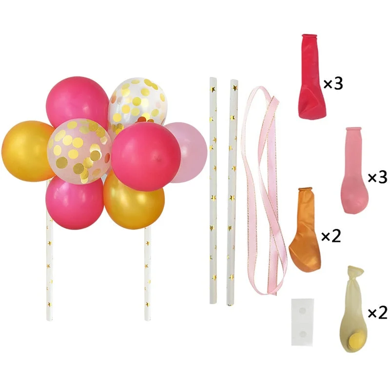 1set Creative 10pcs 5inch Balloon Cake Topper Set Birthday Party Decoration Cake Toppers Baby Shower Wedding Decor Supplies