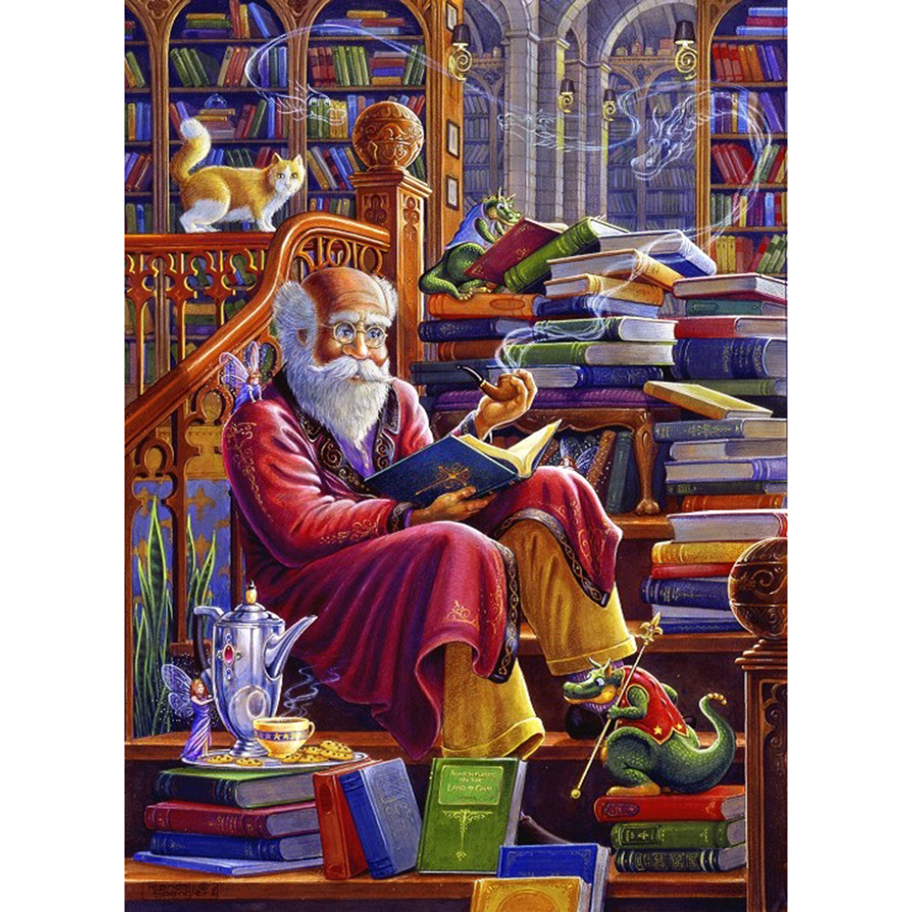 

Old Man Books - Round Drill Diamond Painting - 40*55CM, 501 Original