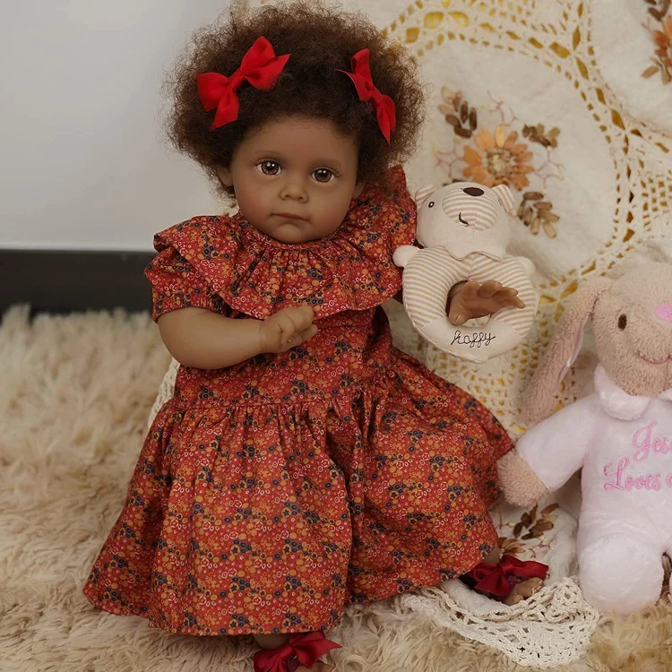 17 Reborn Baby Dolls Black African American Realistic Newborn Baby Dolls  Soft Vinyl Dolls Full Body for Age 3+ 