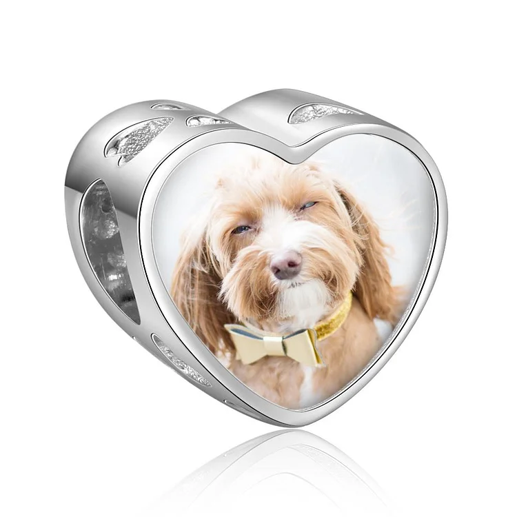 Heart Photo Charms Sterling Silver Personalized Custom Dog Charms
