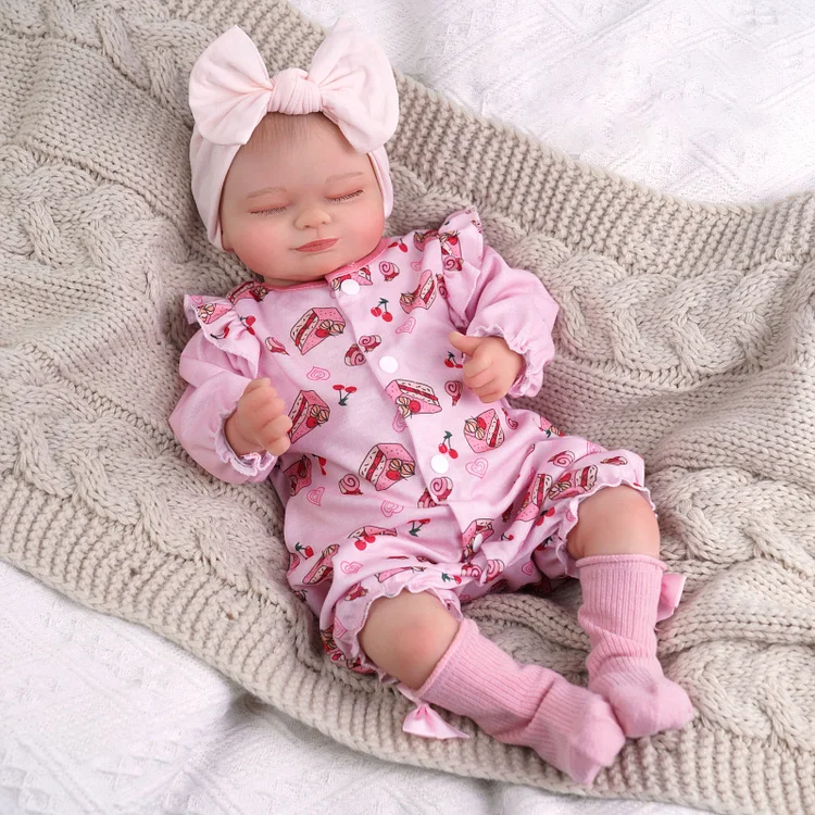 Babeside Skylar 17" Truly Reborn Infant Baby Girl with Doll Pink Cake Crawl Suit