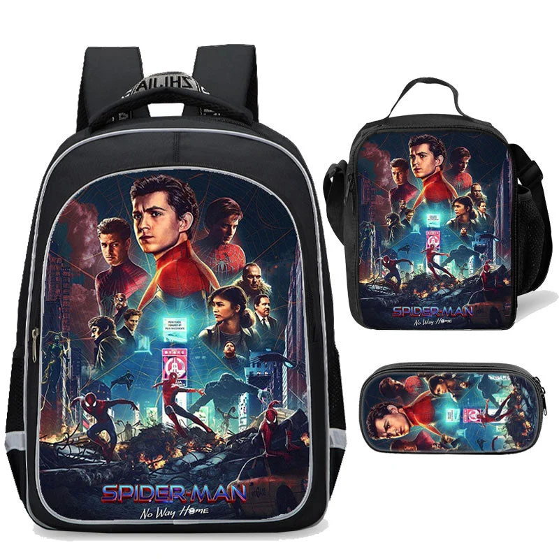 Buzzdaisy 3 in 1 Spider-Man No Way Home Backpack Set with Pencil Case Lunch Bag