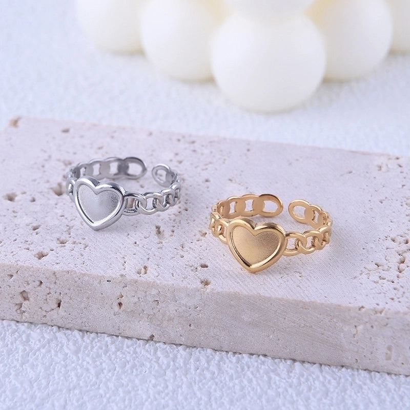 Sweet Heart Shape Titanium Steel Hollow Out Open Ring