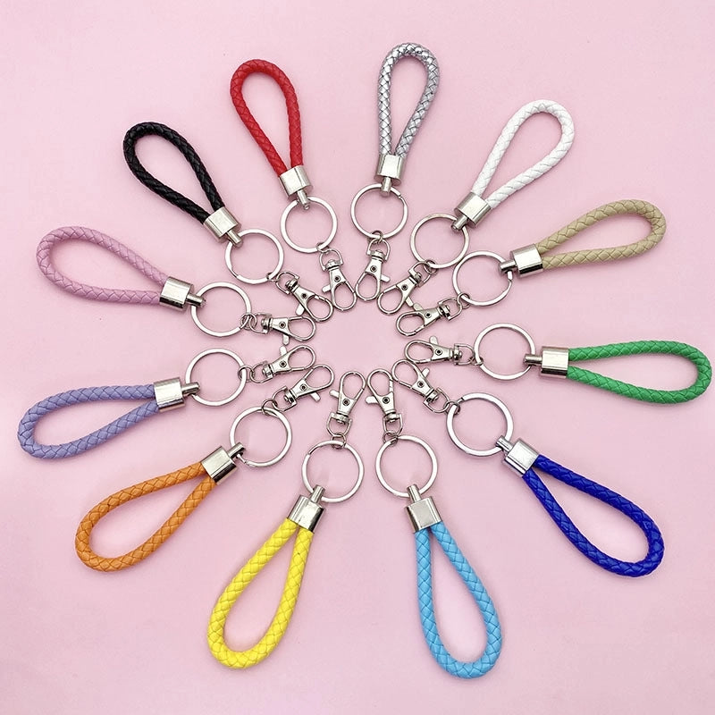 Minimalist Classic Style Solid Color Pu Leather Unisex Bag Pendant Keychain