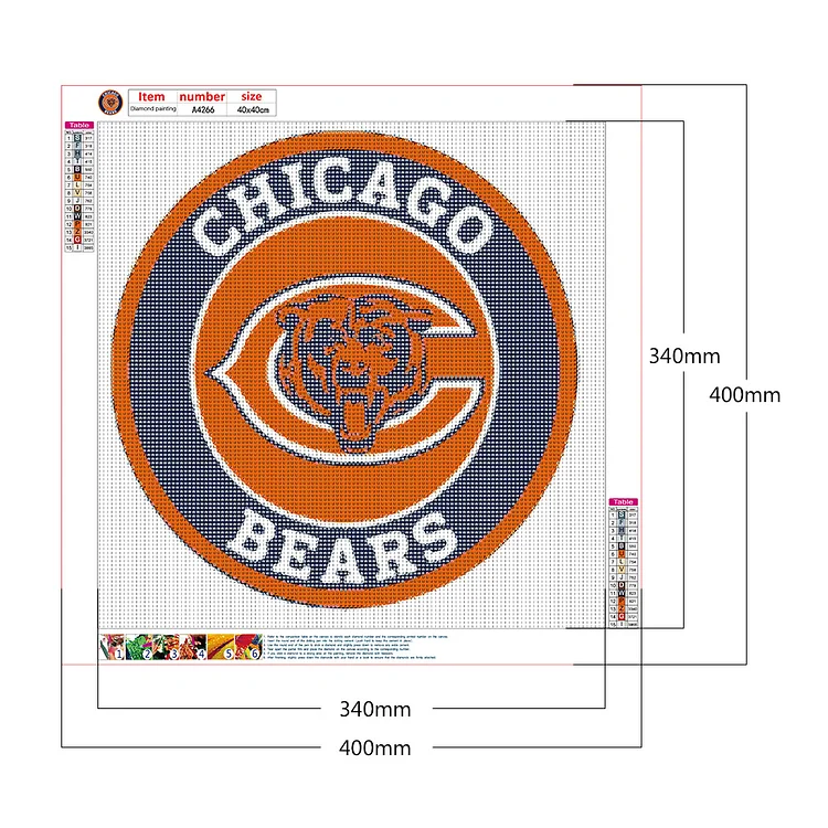 Full Drills Round Diamond Painting - Chicago Bears Team Badge - 40*40CM