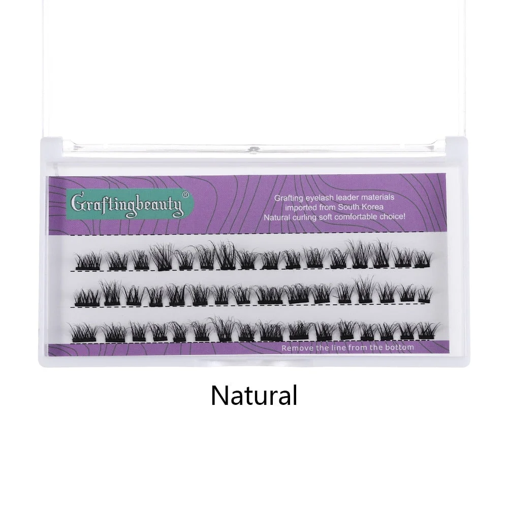 3D 24 Clusters C Curl Lashes DIY Individual Lash Volume Natural Fluffy Kit Handmade Lashes Home False Eyelash Extension Tool