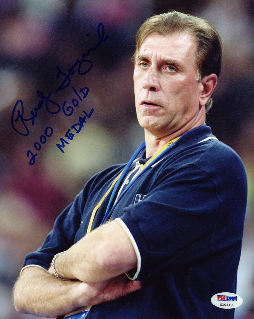 Rudy Tomjanovich SIGNED 8x10 Photo Poster painting + 2000 Gold FULL SIGNATURE PSA/DNA Olympics