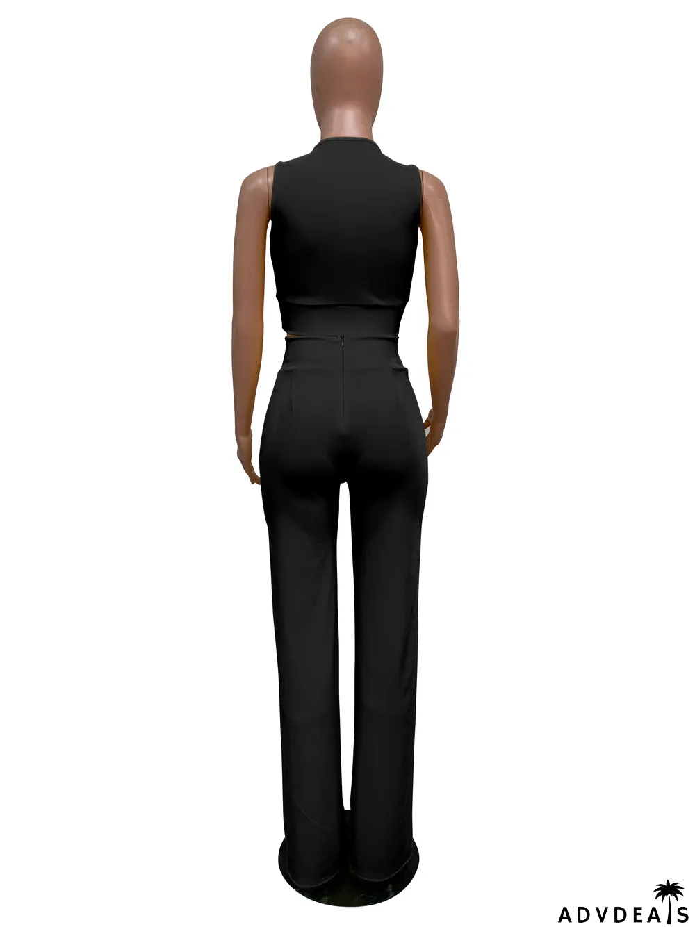 Summer Party Solid Color Halter Crop Top and High Waist Pants Set