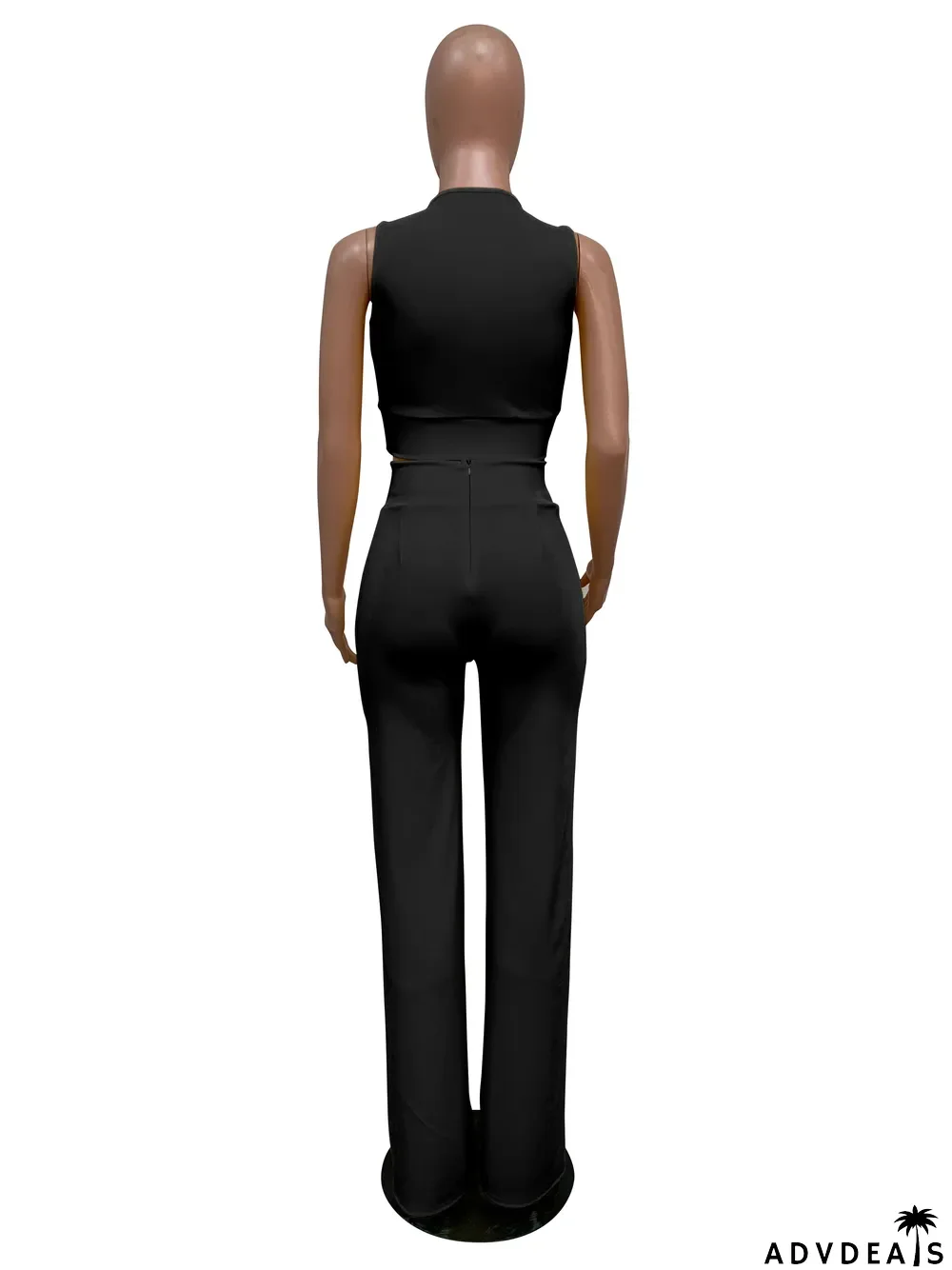 Summer Party Solid Color Halter Crop Top and High Waist Pants Set