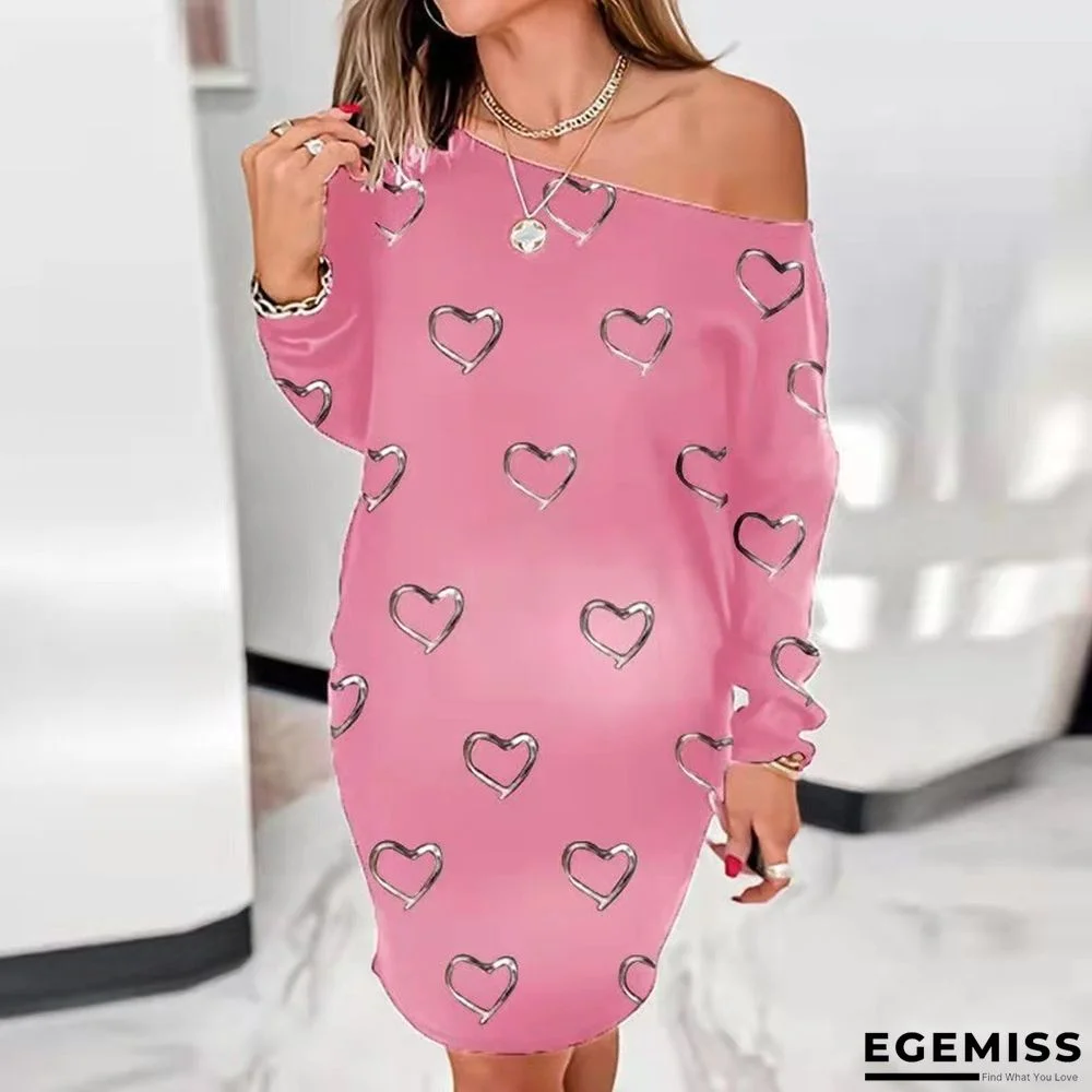 3D Printed Round Neck Long Sleeve Loose Dress | EGEMISS