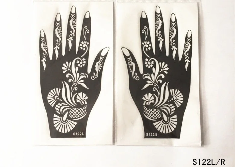 2Pcs/Set Temporary Tattoo stencil 25 designs Body Art Men Women Indian Henna pattern Beauty Waterproof Fake Arm Hand Reuse tatoo