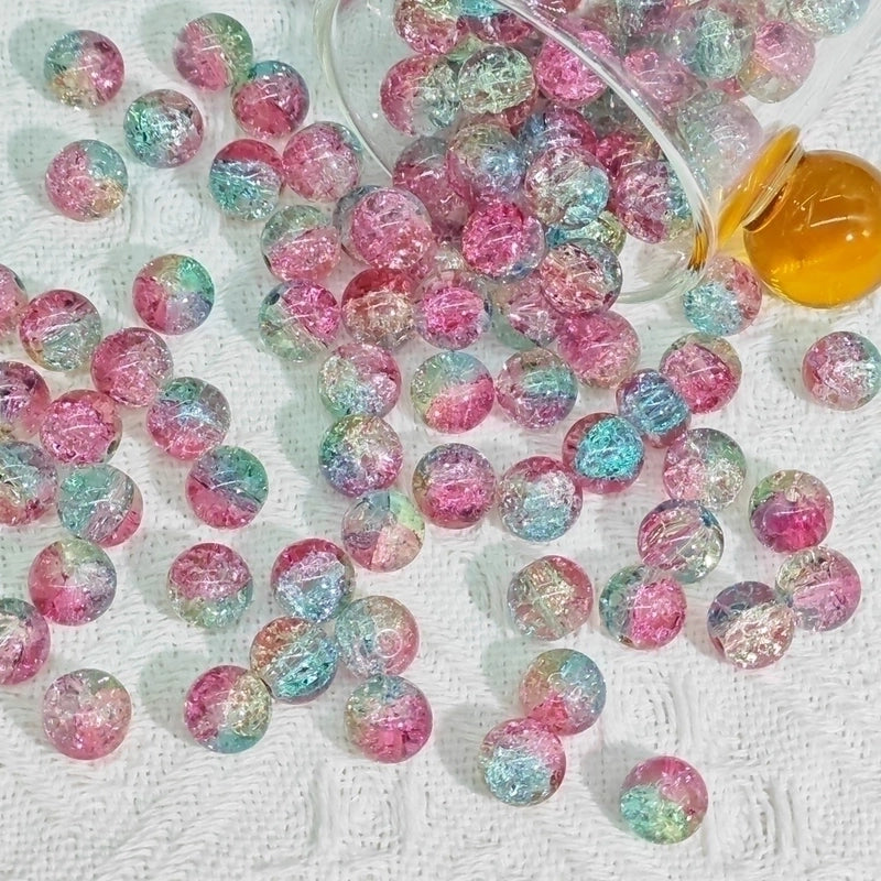 50 PCS/Package Diameter 10mm Diameter 8mm Glass Crackle Glass Beads Round Jewelry Accessories