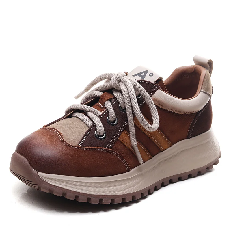 Yyvonne Cowhedular Leather-Spighty Forrest Aggan Shoes Spring And Autumn New Casual Women's Shoes Round-Headed Flat Single Shoes