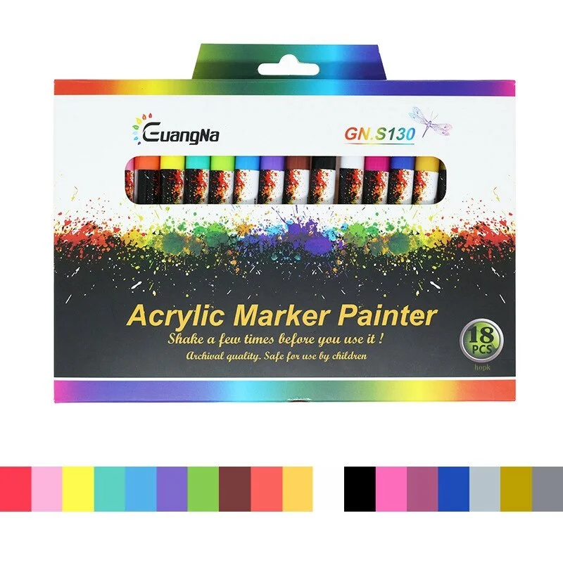 12/18/24/36 Colors Acrylic Paint Marker pen Permanent Art Marker Pen for Ceramic Rock Glass Porcelain Mug Fabric Canvas Painting