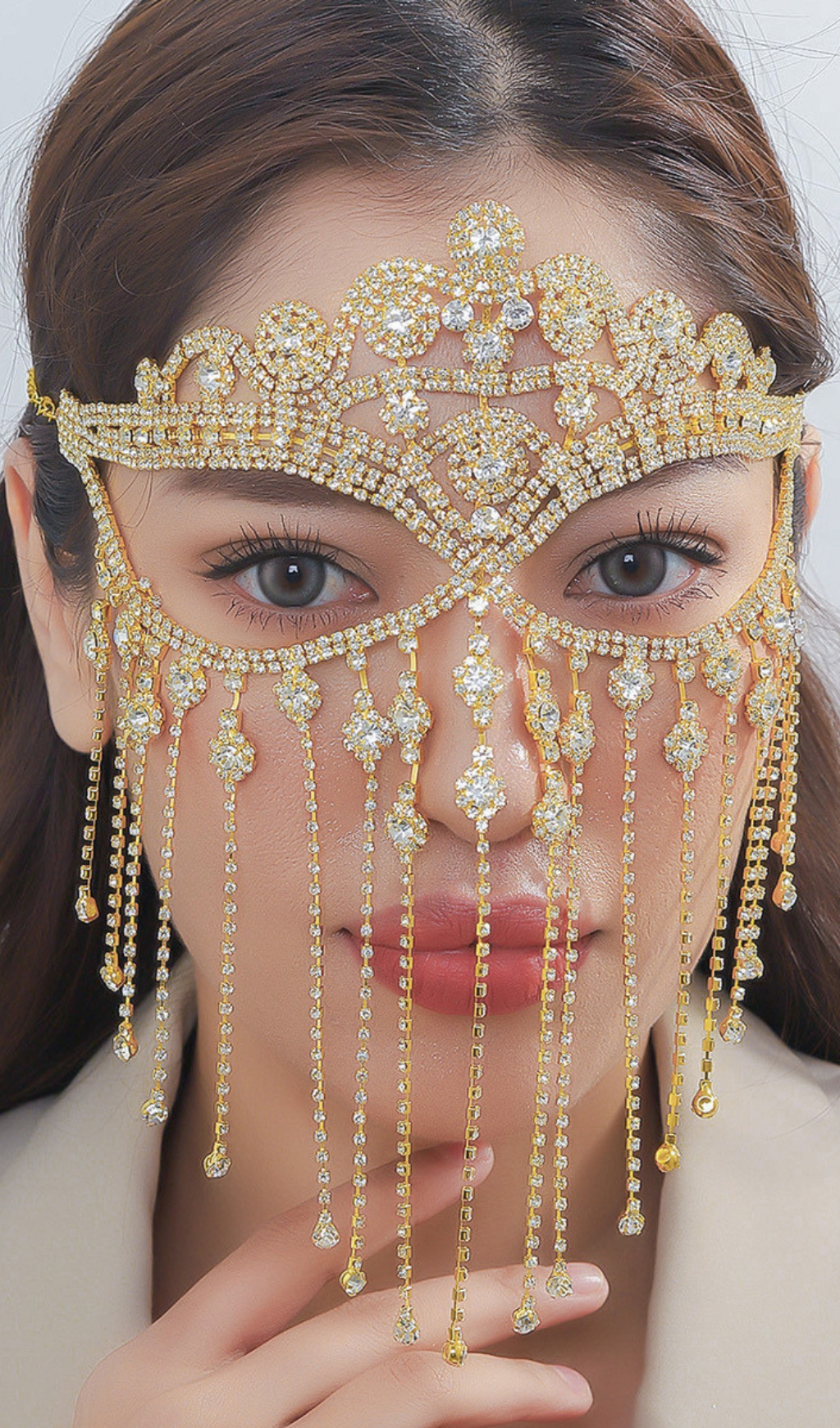Duc Gold Rhinestone Tassel Mask Miss Lee Label
