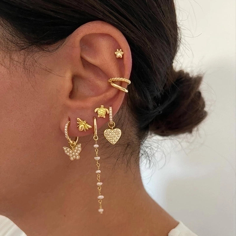 1 Pair Elegant Minimalist Animal Heart Shape Plating Inlay Copper Pearl 18k Gold Plated Drop Earrings Ear Cuffs Ear Studs