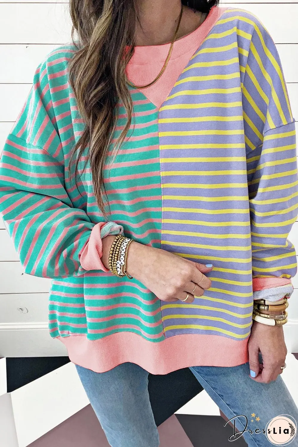 Casual Stripe Oversize Sweatshirt