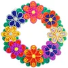 5D DIY Dot Drill Diamond Painting Flower Wreath Kit with Chain Art Pendant Kit