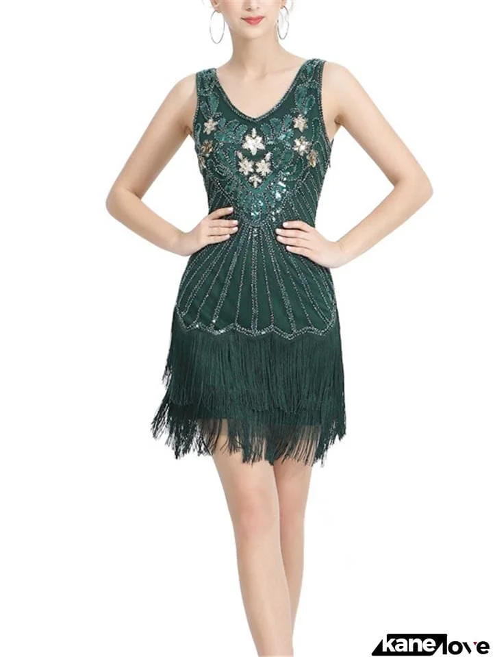 Decent Vintage Fringed Sequined Gatsby Dress for Cocktail Party