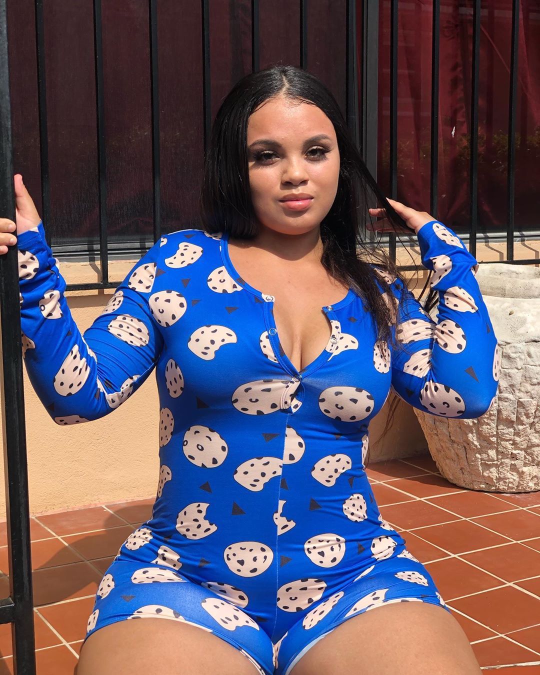 Plus Size Elements Printed Sexy   Homewear One Piece Pajamas