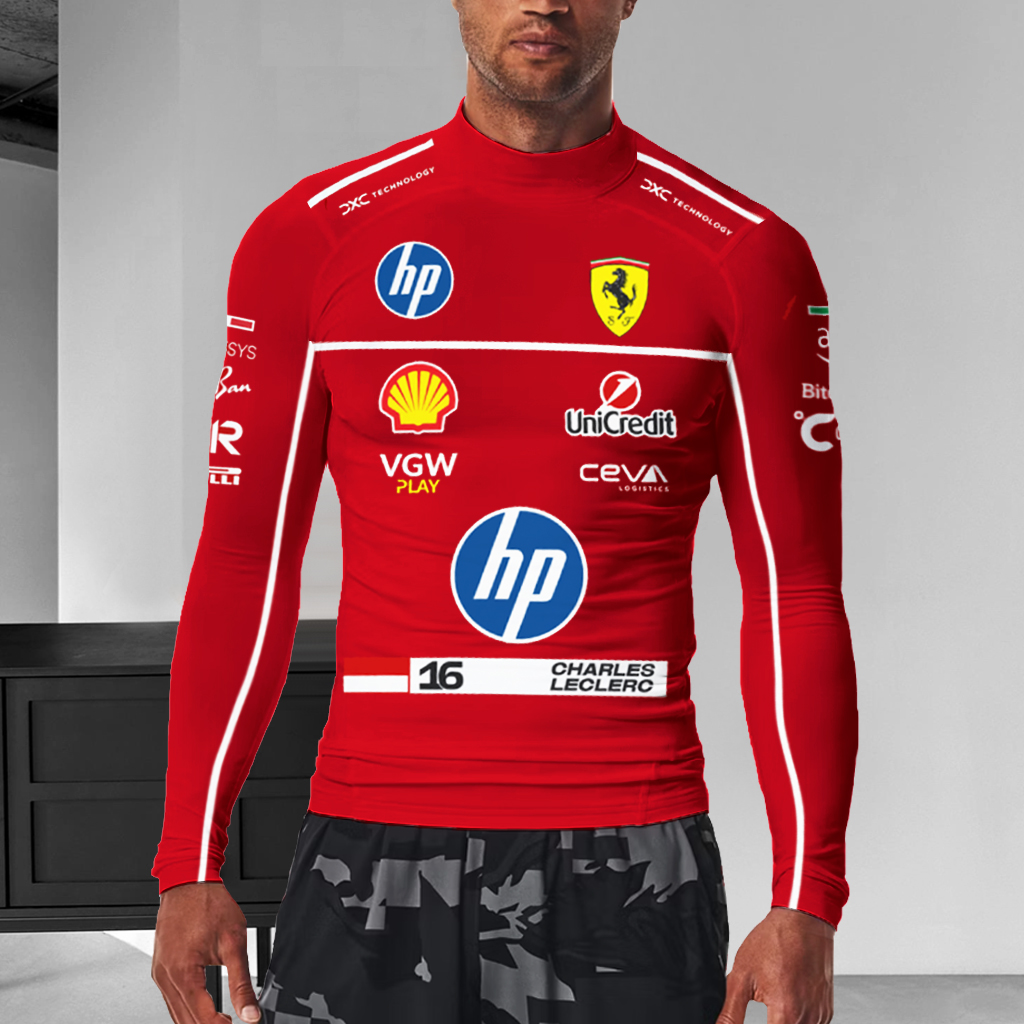 Men's Racing Casual Print Slim Fit Long Sleeve T-Shirt