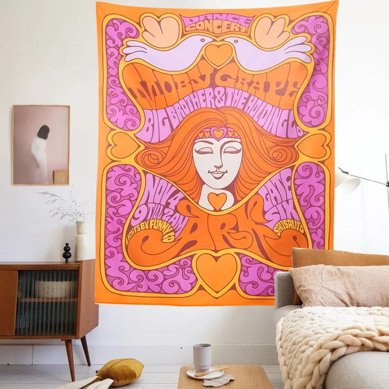 Retro Psychedelic 60s Tapestry Trippy Witchcraft Hippie Tapestry Boho Decor Wall Hanging Tapestry Girls Aesthetic Home Decor