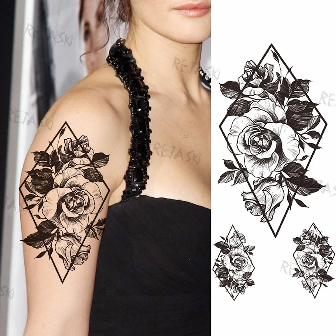 Gangster Wolf Temporary Tattoo For Women Men Death Skull Fake Tattoos Sticker DIY Harajuku Mermaid Waterproof Tatoo Body Art Arm