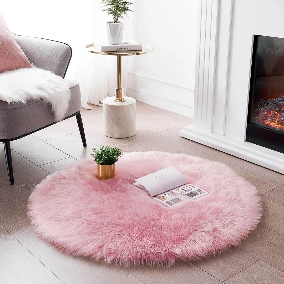 Faux Fur Round Area Rug