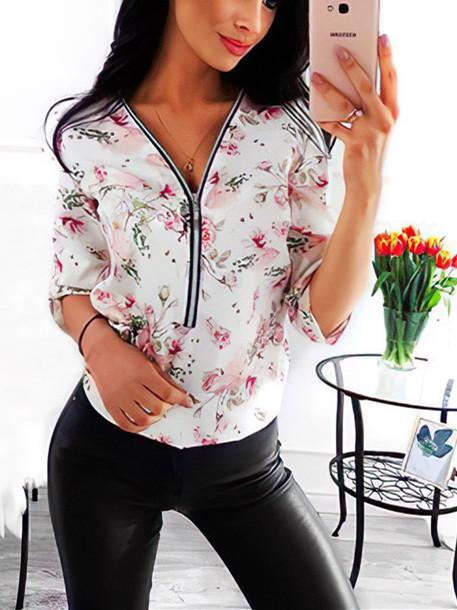 Women Half Sleeve V-neck Solid Color Dress