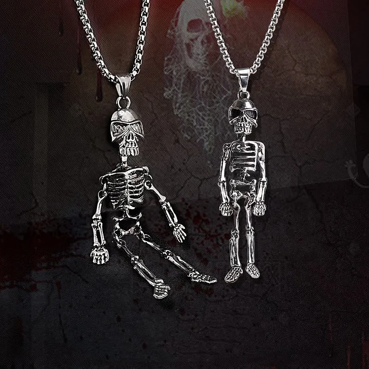 FREE Today: Gothic Skull Skeleton Long Chain Necklace