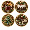 [Upgrade]4Pcs Acrylic Special Shape Xmas DIY Waterproof Diamond Painting Coaster Kit