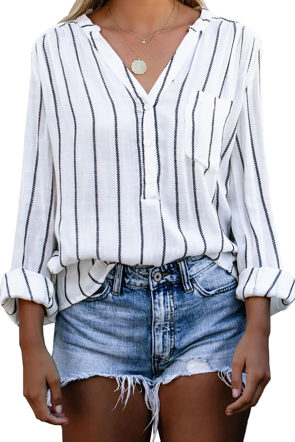 White Crisp Air Button Down Embroidered Top