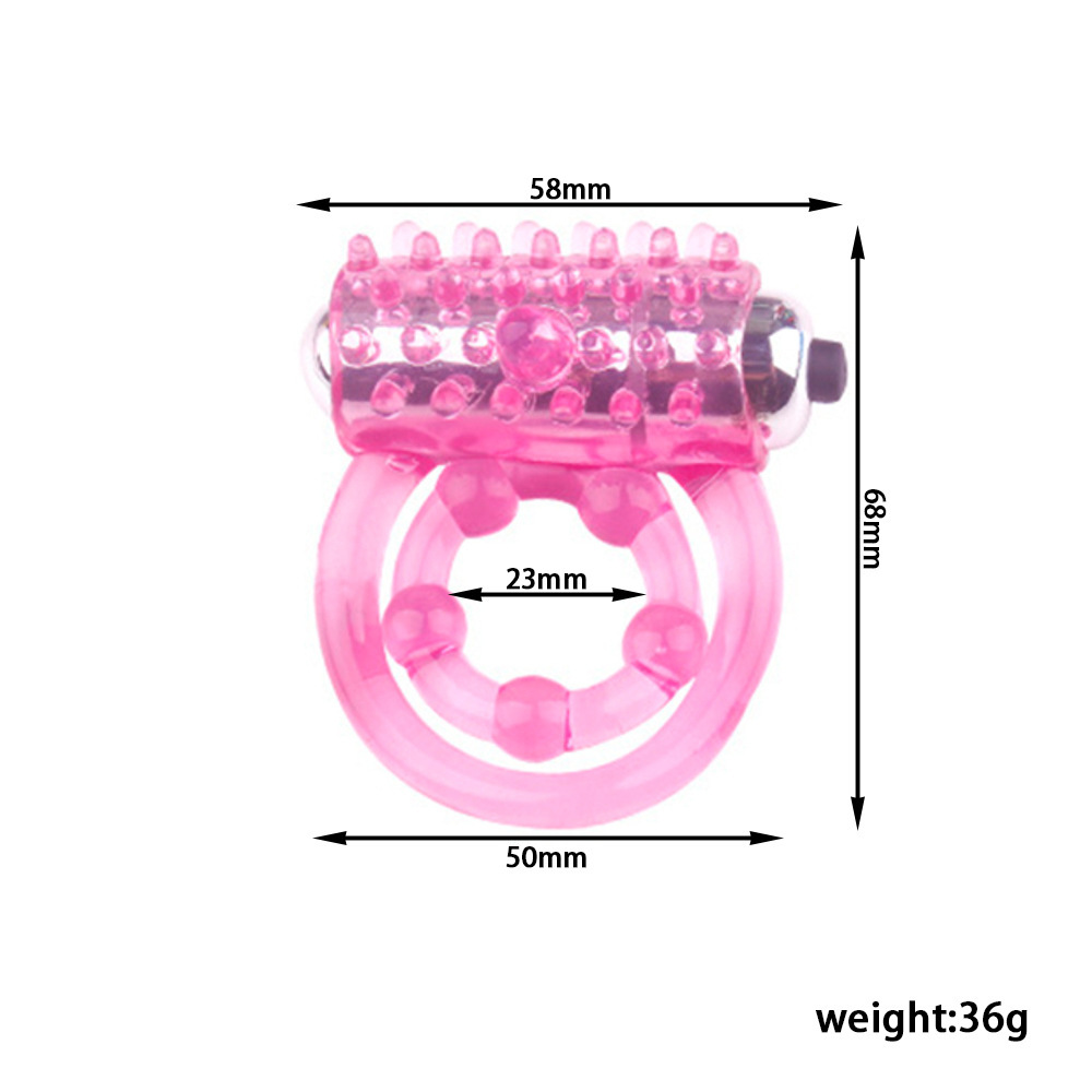 Vibrating Penis Ring With Double Cock Rings Sex Toys For Men - Rose Toy