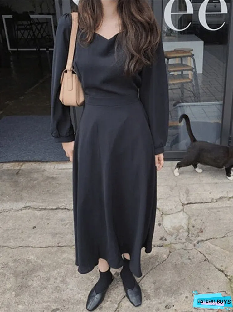 Joskka New V-Neck Lace High Waist Solid Oversized Korean Elegant Vintage Lady Autumn