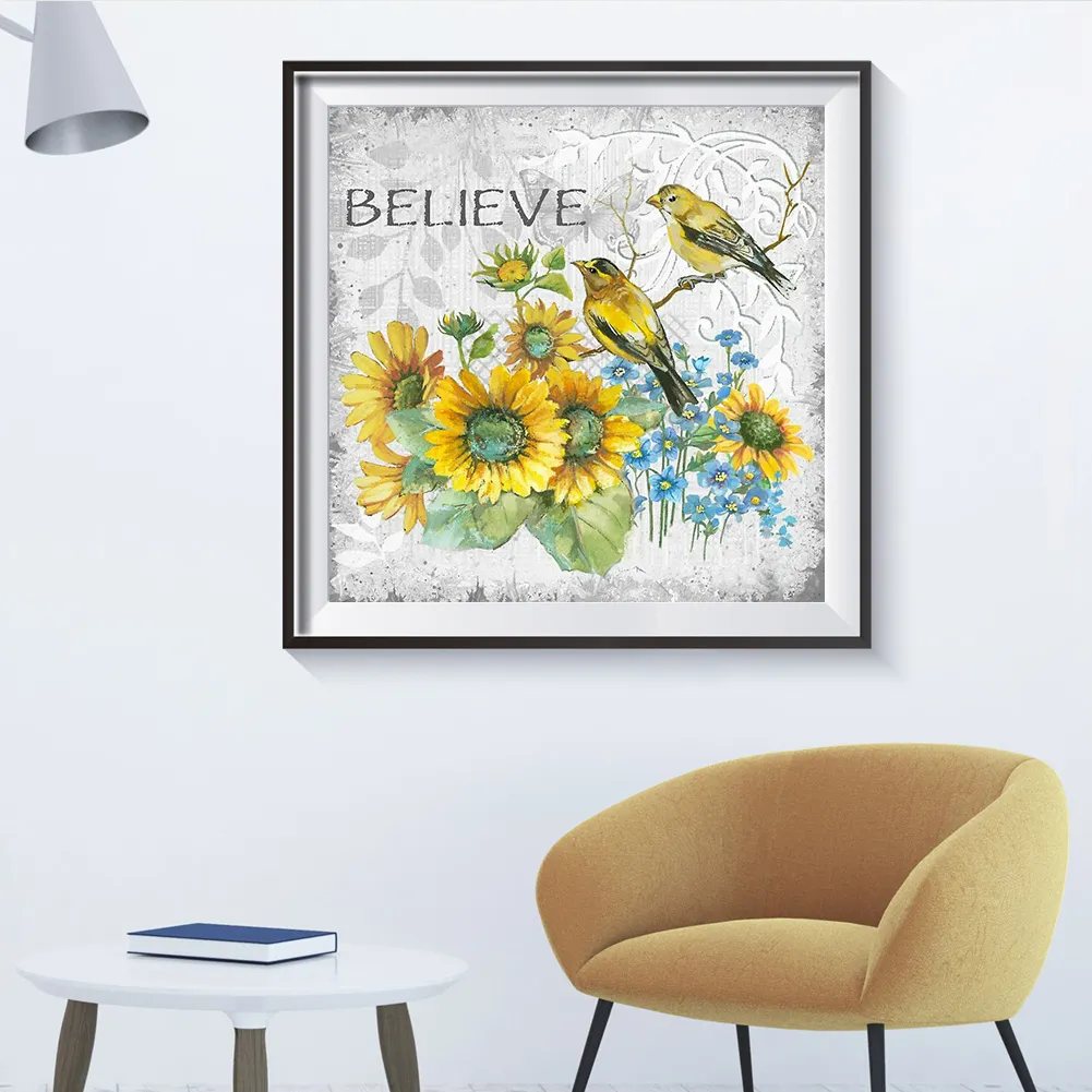 Full Round Diamond Painting 30*30cm - Flowers And Birds