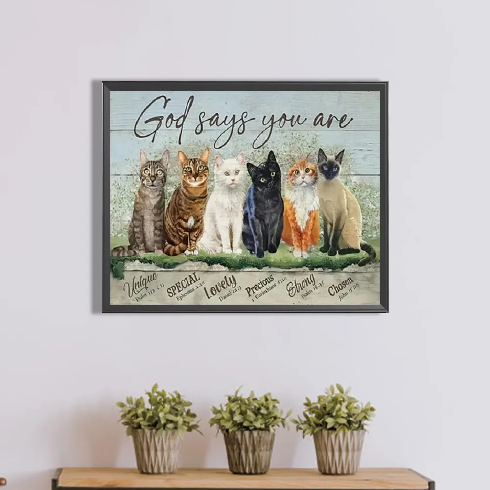 Diamond Painting - Full Round Drill - Cats Letters(Canvas|50*40cm)