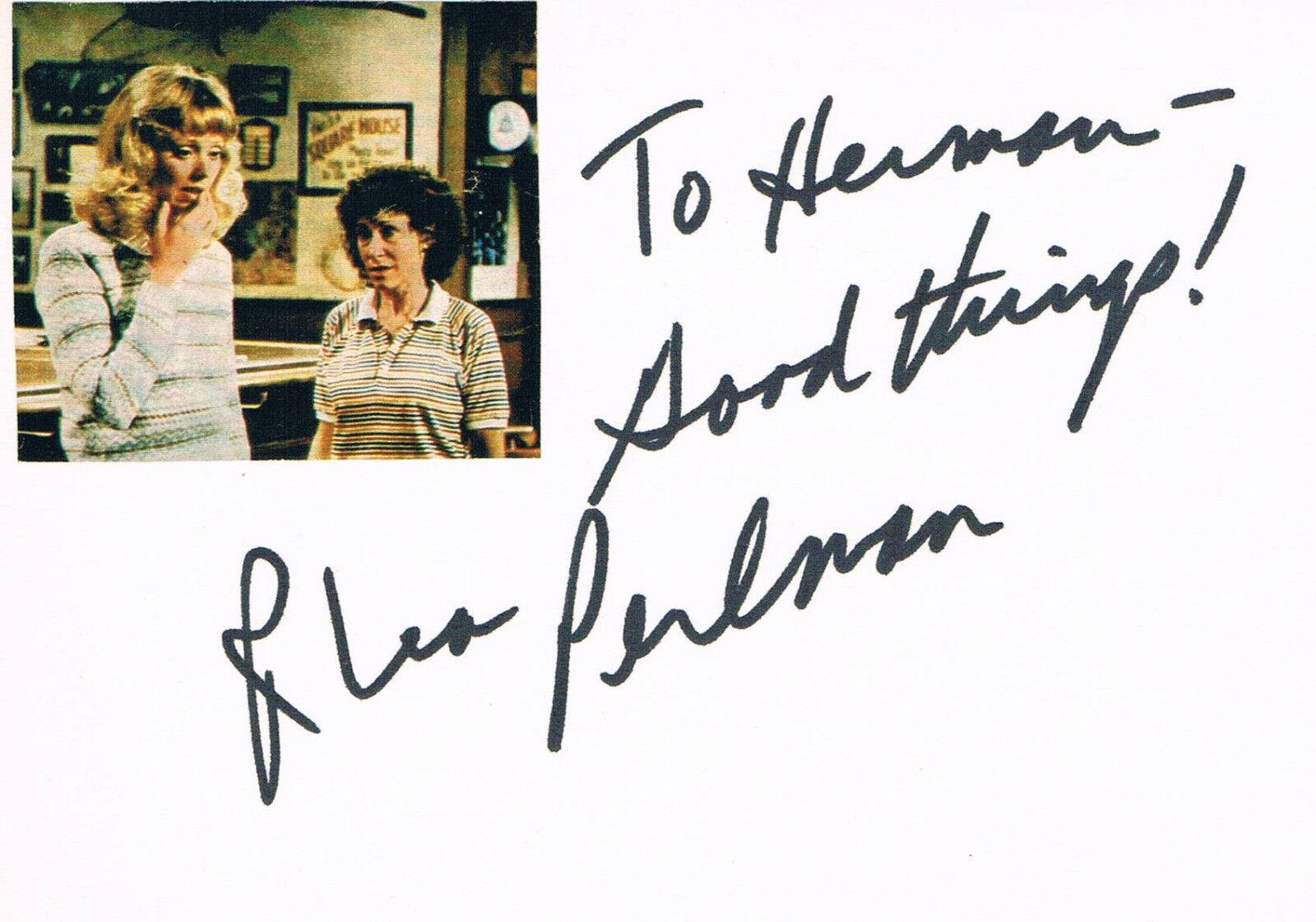 Rhea Perlman 1948- genuine autograph signed card 4x6