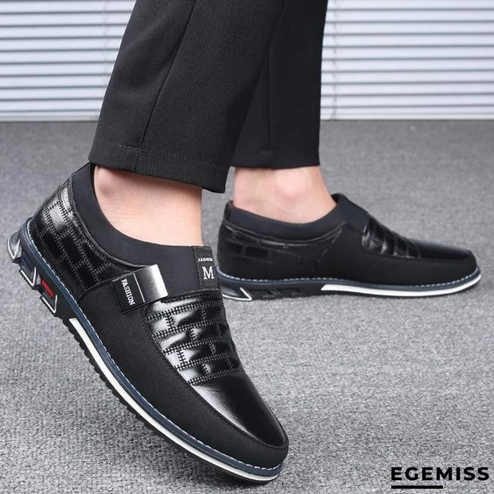 Leather Men Casual Shoes Mens Loafers Moccasins Breathable Slip on Black Driving Shoes | EGEMISS