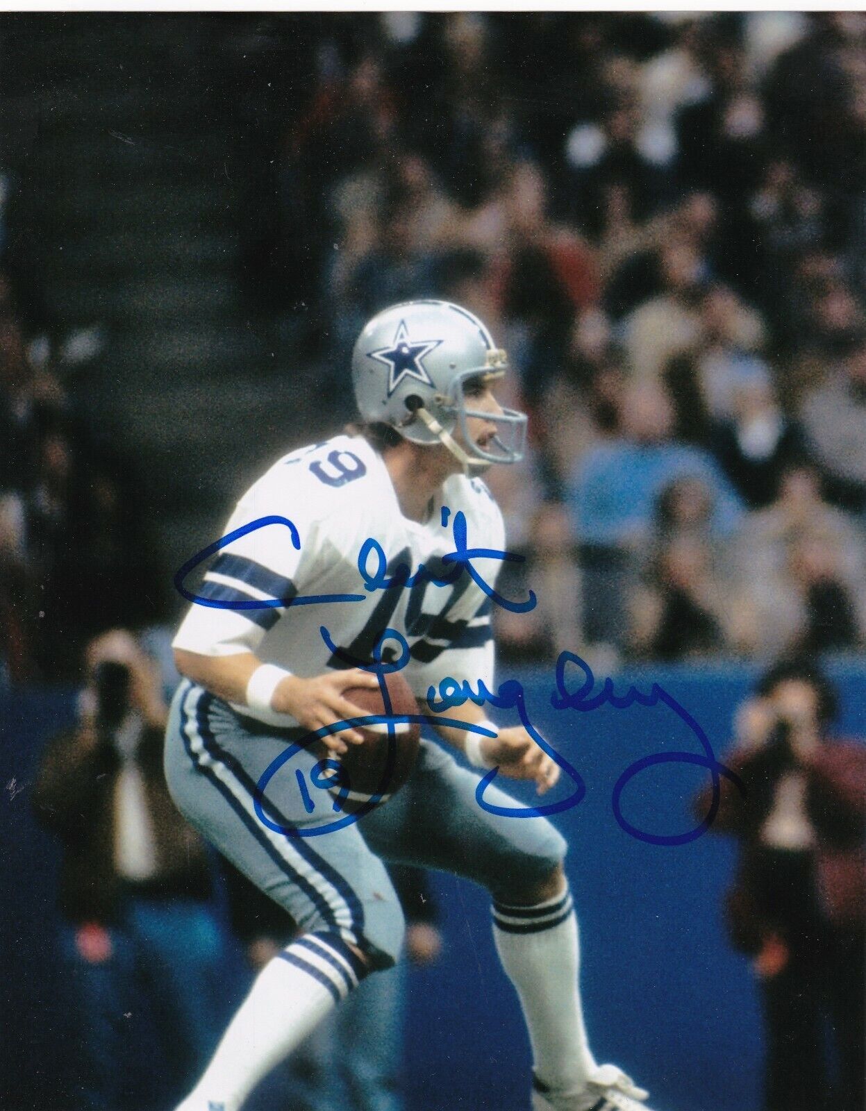 CLINT LONGLEY DALLAS COWBOYS ACTION SIGNED 8x10