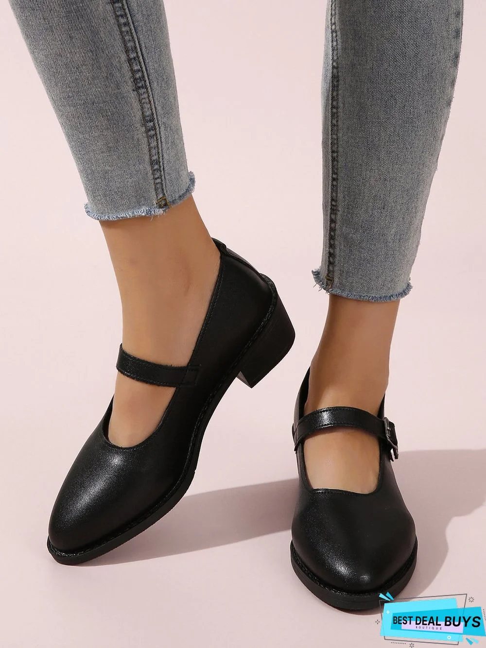 Black Vintage Chunky Heel Mary Janes