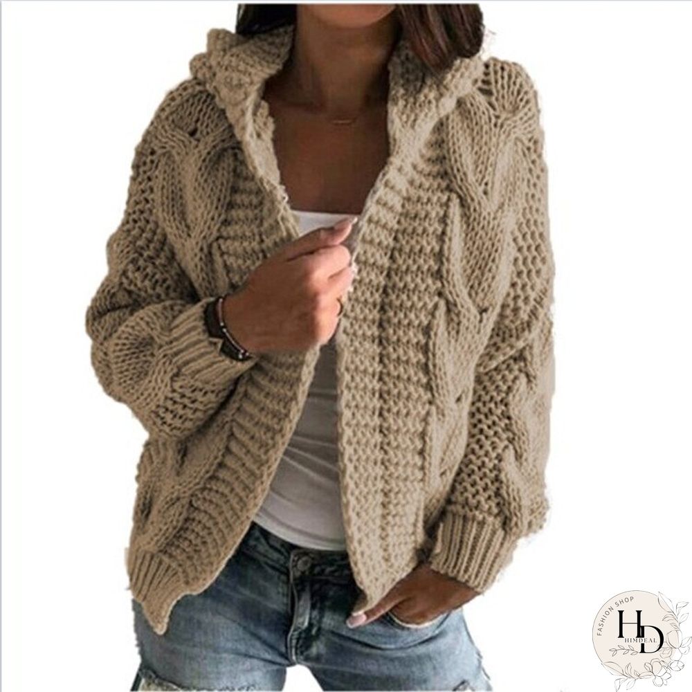 Elegant Cardigans Sweater For Women Hoodies Knitted Twist Loose Coat Autumn Fashion Warm Long Sleeve Causal Solid Ladies Tops