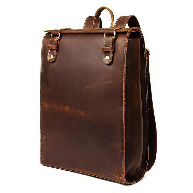 Retro Style Contrast Stitching Top-Handled Genuine Leather Antique Brass Hardware Satchels