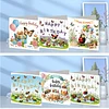 6pcs Diamond Painting Happy Birthdays Cake Greeting Card with Envelope for Family Friends Holiday Gift Congratulations