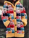 Women's Holiday Animal Printing Plus Size Leisure Hooded Cardigan Coat